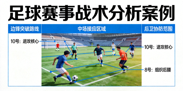 足球赛事分析案例展示，球员在球场上进行战术配合